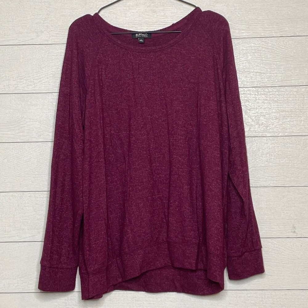 Buffalo David Bitton Wine Burgundy Crewneck Lightweight Sweater Womens XL